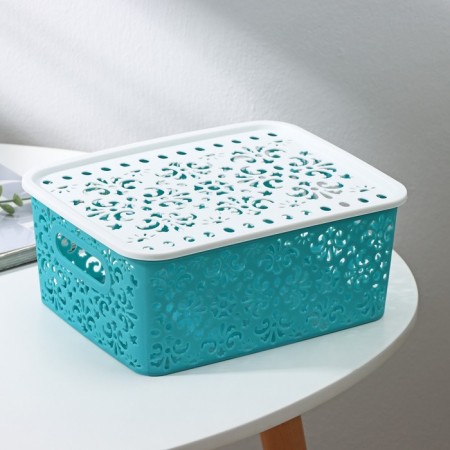 Storage container with a “pattern” lid, plastic, 22 × 17 × 9.5 cm, mix color-5