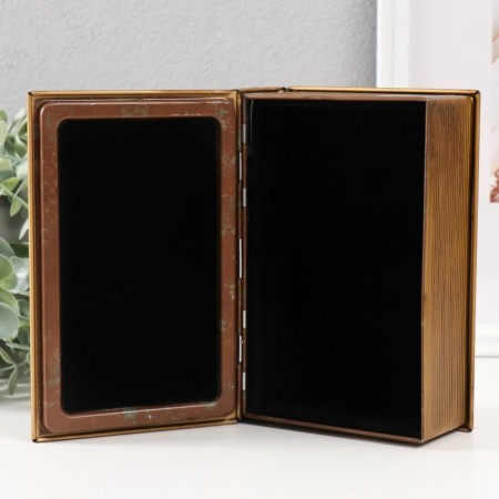 Broke-book metal, leatherette "ship in the ocean" with a mirror 17x12x5 cm-3