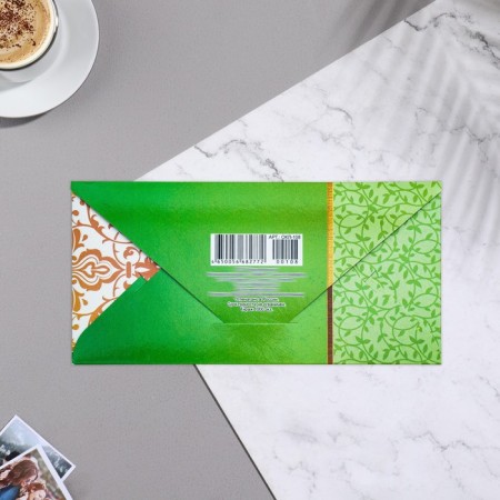 Money envelope "Happy Anniversary!" Green background, 16x8 cm-1