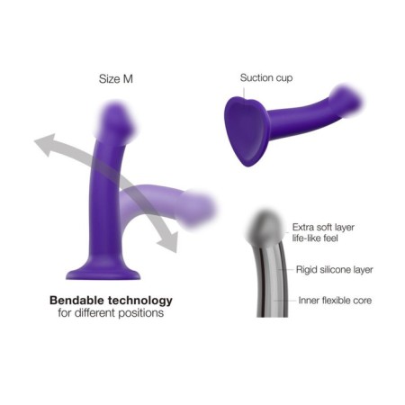 STRAP-ONE DILDO DULDO DENSITY SEMI-REALISTIC Fallowing, purple S, 17 cm-3