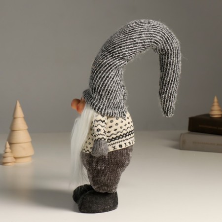 Interior doll "Santa Claus in a long gray cap with a heart" 48 cm-3