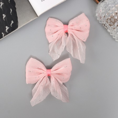 Hair clip "Marta" (set 2 pcs) overflow, 7.5 cm, pink-2