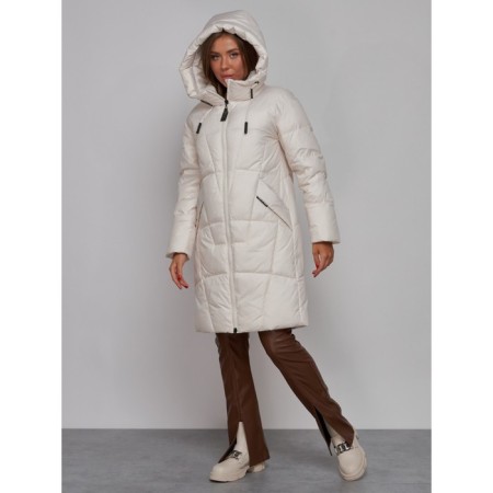 Coat insulated winter female, size 50, beige color-5