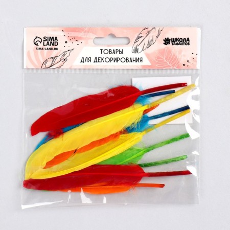 A set of feathers for decor 10 pcs., Size 1 pc: 15 × 1.5 cm, MIX color-1