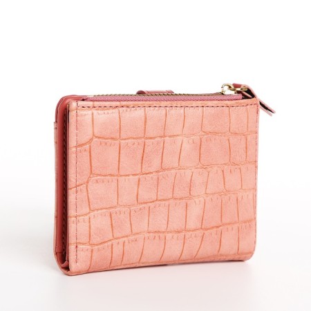Women's wallet on the button, pink color-1