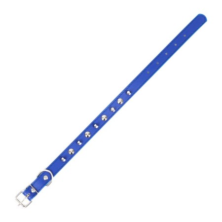 Collar "Lyon" with spikes 45 x 2 cm, Osh 34-40 cm, artificial leather, blue-3