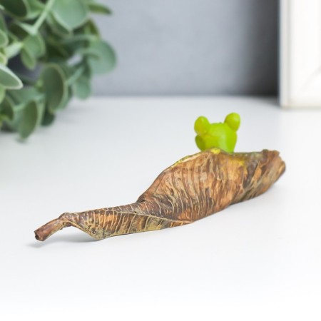 Souvenir Polystone "Frog with a snail on the leaves" 3.5x13.1x3.5 cm-2