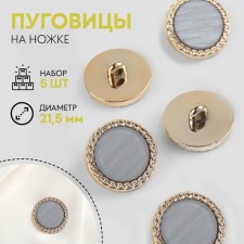 A set of buttons on the leg, d = 21.5 mm, 5 pcs, mother -of -pearl, gray/gold color