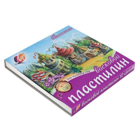 Soft plasticine (wax), 12 colors, 180 g, "fantasy", with a glass, mix-5