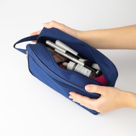Lightning cosmetic bag, external pocket, blue color-2