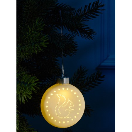 Christmas ball "Squirrel" 8.7x3.1x9.8 cm, 1 LED, LR44x3 (in the set), T/white