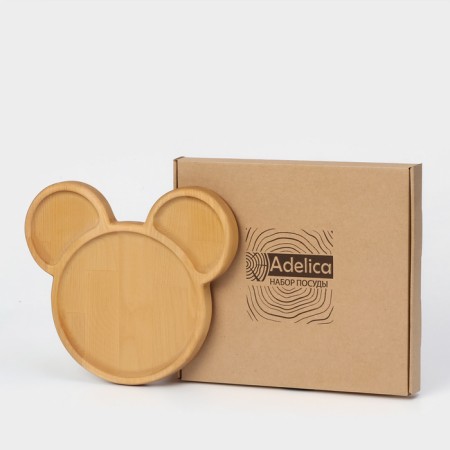 Menzhitsa Adelica "Mickey", 3 sections, 25 × 23 × 1.8 cm, saturated with mineral oil, in a gift box, birch-4