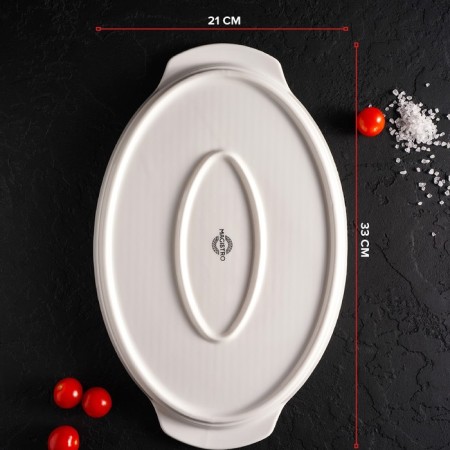 Porcelain dish for baking Magistro "Blanche", 33 × 21 × 2.5 cm, white color-1