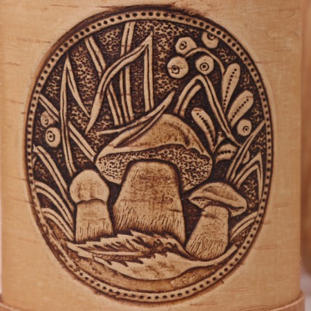 TUES "Mushrooms", 8 × 8 × 14 cm, birch bark-6