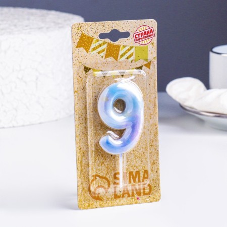 Candle in the cake on the spawning "Starfall", the number 9, 5.5 cm-1
