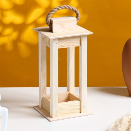 Kashpo wooden 11 × 11 × 24 cm "flashlight", handle rope, natural give beautifully
