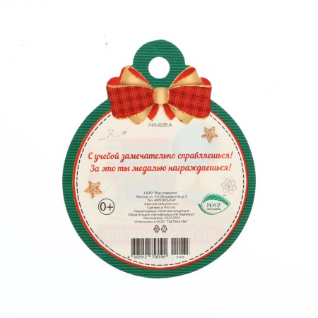 Medal "For good performance!" School supplies, 10 x 10 cm-1