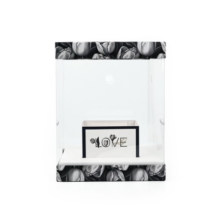 Box with a vase and PVC windows folding “black and white aesthetics”, 23 x 30 x 23 cm-3