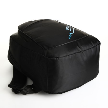 Youth backpack on a zipper, 4 pockets, black/blue color-4