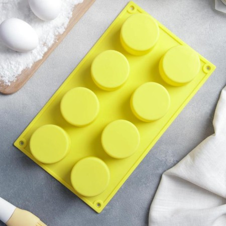 Silicone form for baking shares “Figures. Circ”, 29 × 17 × 2.7 cm, 8 cells (5.8 × 2.7 cm), brown color-8