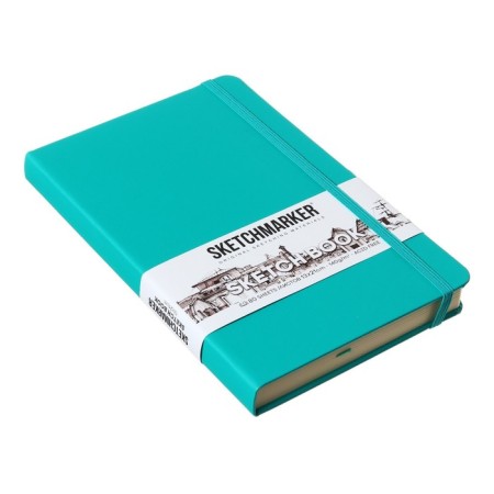 Sketchmarker sketchbook, 130 x 210 mm, 80 sheets, solid -leather cover, emerald, block 140 g/m2-2