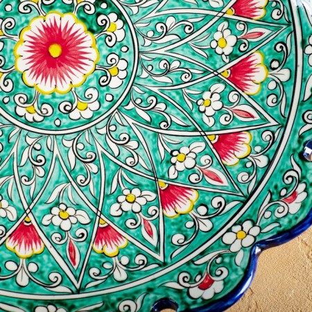 Largan Rishtan ceramics "Flowers", 32 cm, green, corrugated-2