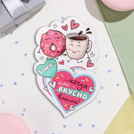 Mini-postcard "Love is" glitter, 10x13.5 cm