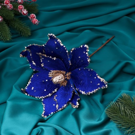 Decor "Winter Flower" edge shine, 18x20 cm, blue