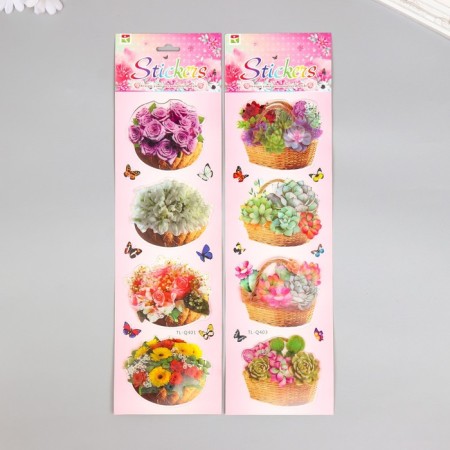 Stick Paper, Plastic "Basles with Flowers" MIX 43x12 cm