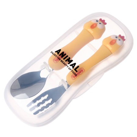 A set of children's cutlery in the case "Chicken", fork, spoon-9