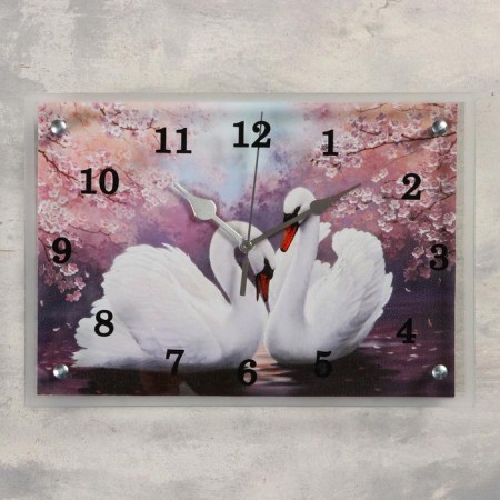 Carty clock is wall, series: animal world, "swans", 25 x35 cm