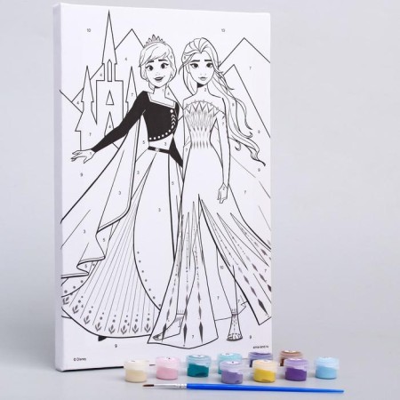 Picture on numbers for children "Anna and Elsa" 20x30 cm, cold heart-1
