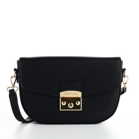Women's bag on the valve, Textura, small size, black color-11