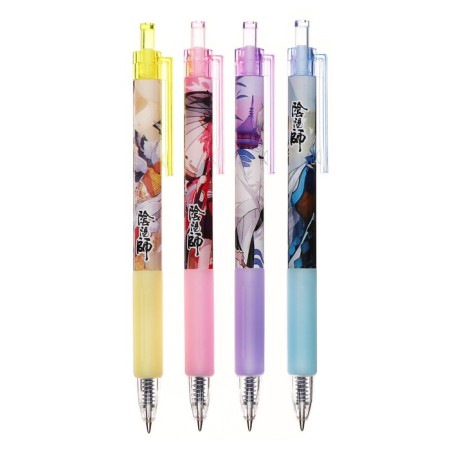 Automatic gel handle Calligrata, 0.5mm, blue rod, anime case ", barcode on a thing, mix