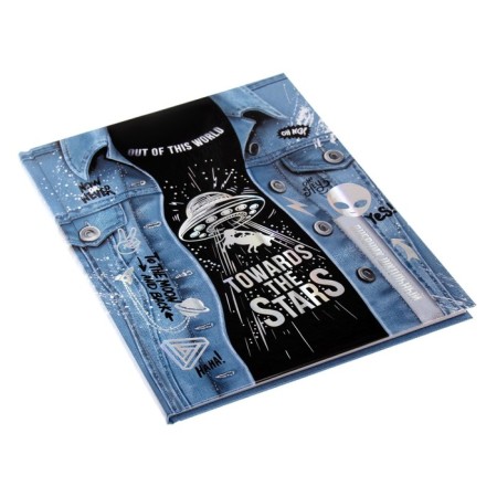 School diary for grades 1-11, "jeans", solid cover, holographic foil, glossy lamination, an offset block 65g/m2, universal cheat sheet, 48 sheets-1
