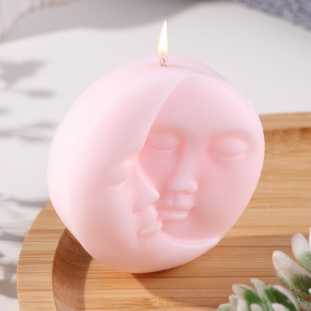 Figure candle "Sun and Moon", 6x2.5 cm, pink-1
