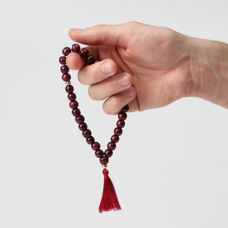 Parsing wooden "Orthodox" 31 beads with a brush, cherry color-2