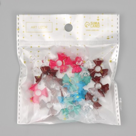 Beads for creativity plastic "Three flowers" mix set 20 g 1.9x1.9x0.9 cm-3