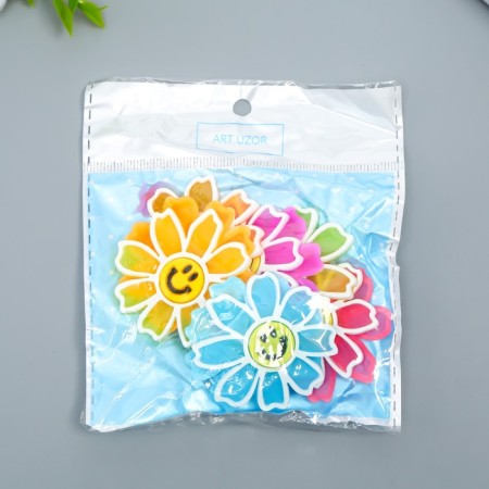 Decor for creativity rubber "Chamomile Smile" set 10 pcs MIX 4x4 cm-3
