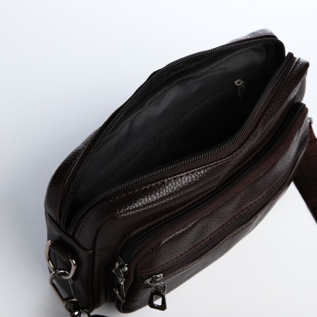 Male bag over the shoulder, artificial leather, brown color-3