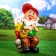 Garden figure "Dwarf with a hare" 28x49cm