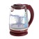Electric kettle WillMark WEK-2005G, glass, 2 l, 2200 W, LED lighting, burgundy