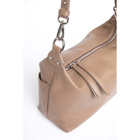Bag Cross-Body Women's, genuine leather, Ludor beige, 30x10x20 cm-2