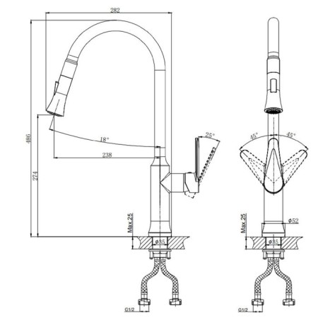 Kitchen mixer Rush Denis DN0335-23, single-leaf, with swiveling, chrome-1