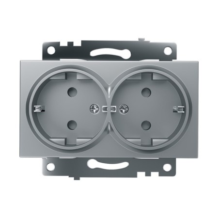 2-seater socket with a protective curtain s/h, 250v, 16a, series of Katrin, GLS16-7114-03, silver-5