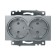 2-seater socket with a protective curtain s/h, 250v, 16a, series of Katrin, GLS16-7114-03, silver