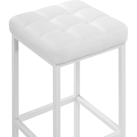 Har lobe metal stool/eco -leather, white/white 35x35x65 cm-2