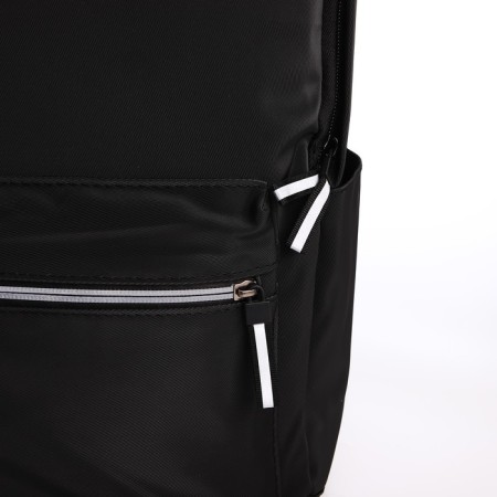 Young backpack from textiles with a zipper, waterproof, 4 pockets, black/orange color-5