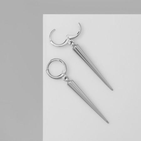 Earrings Metal "Spikes" elongated, silver color-1