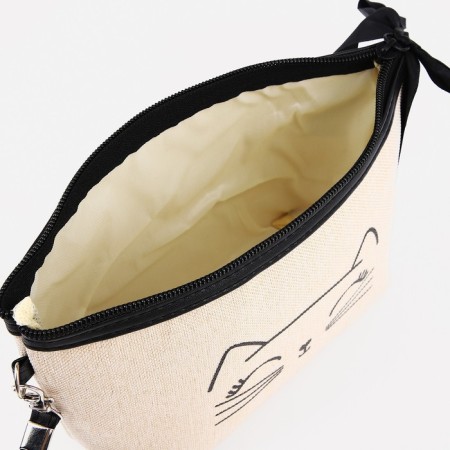 Cosmetic bag with a zipper, with a lining, beige color-2